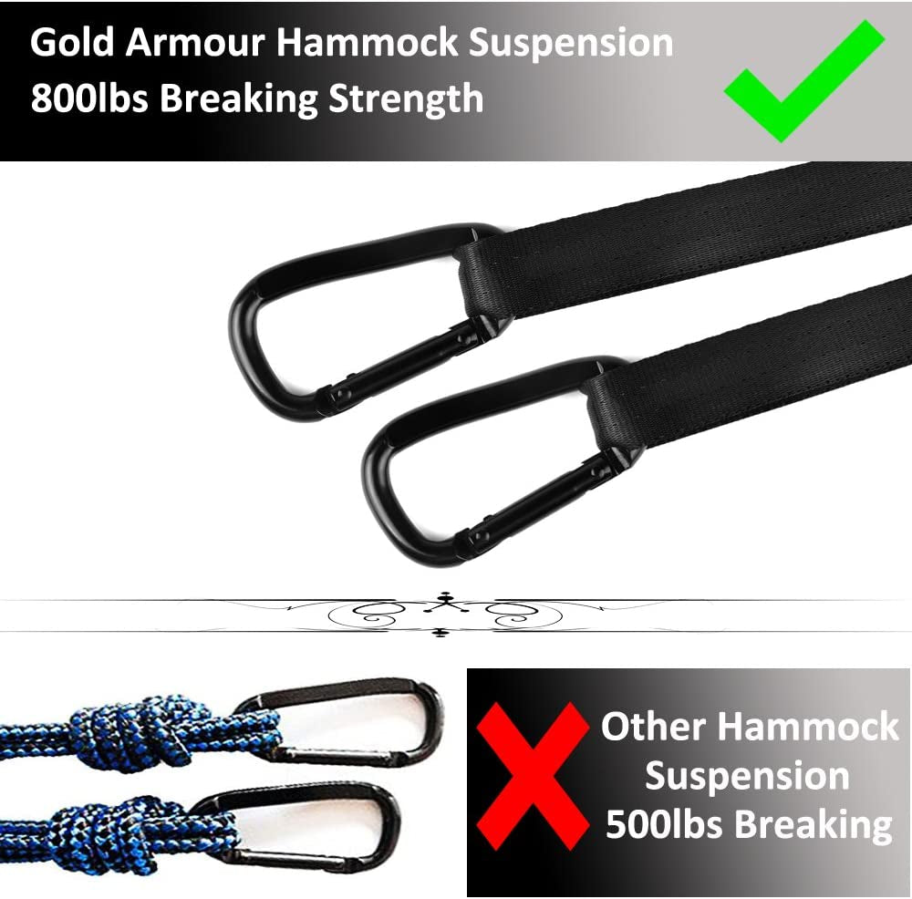Camping Hammock - Portable Hammock Single Hammock Camping Accessories Gear for Outdoor Indoor Adult Kids, USA Based Brand (Black)